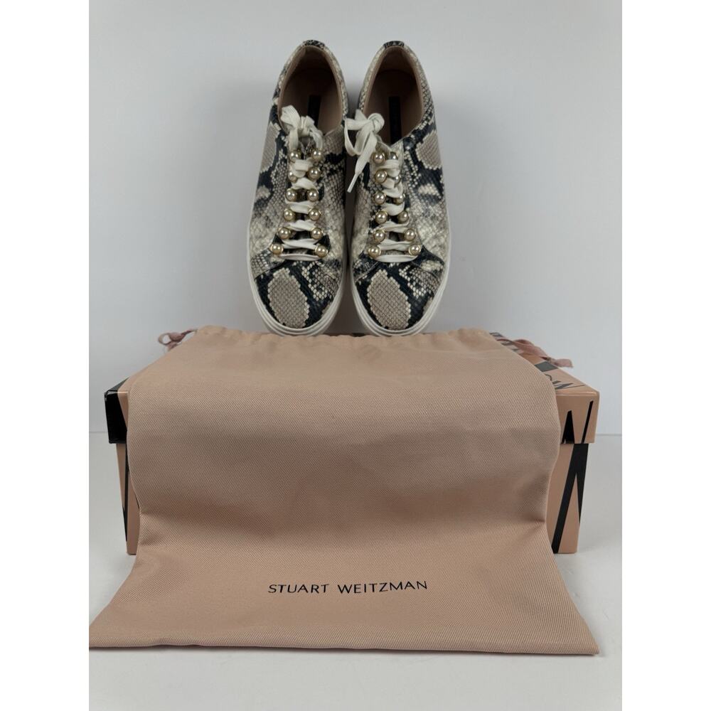 Stuart Weitzman Roccia Excelsa Python Pearl Sneakers Size 8.5 Boxed - Picture 2 of 11